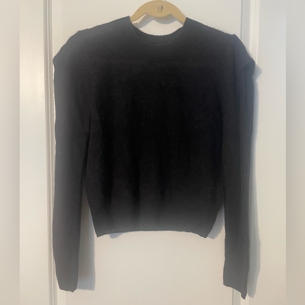 Madewell Alpaca Blend Midnight Blue Long Sleeve Sweater w Shoulder Detail Sz S